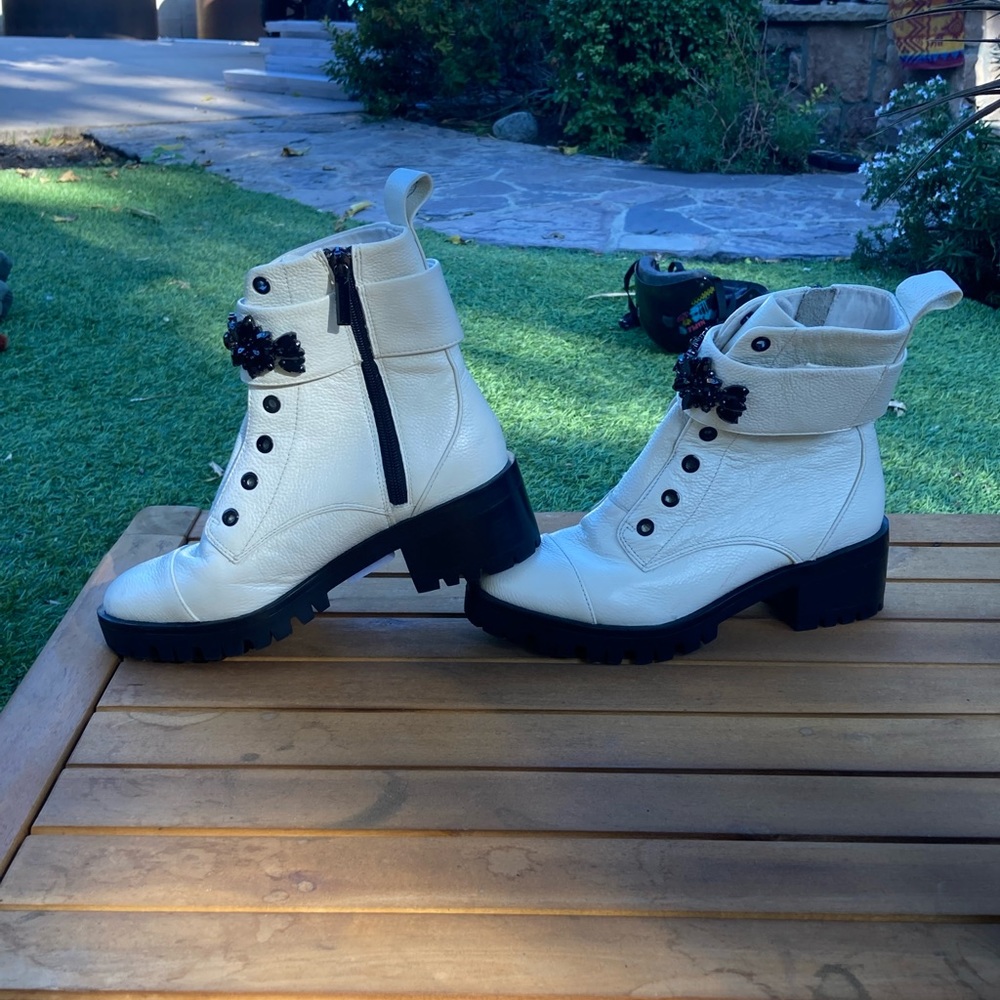 New white combat boots never worn with black details
